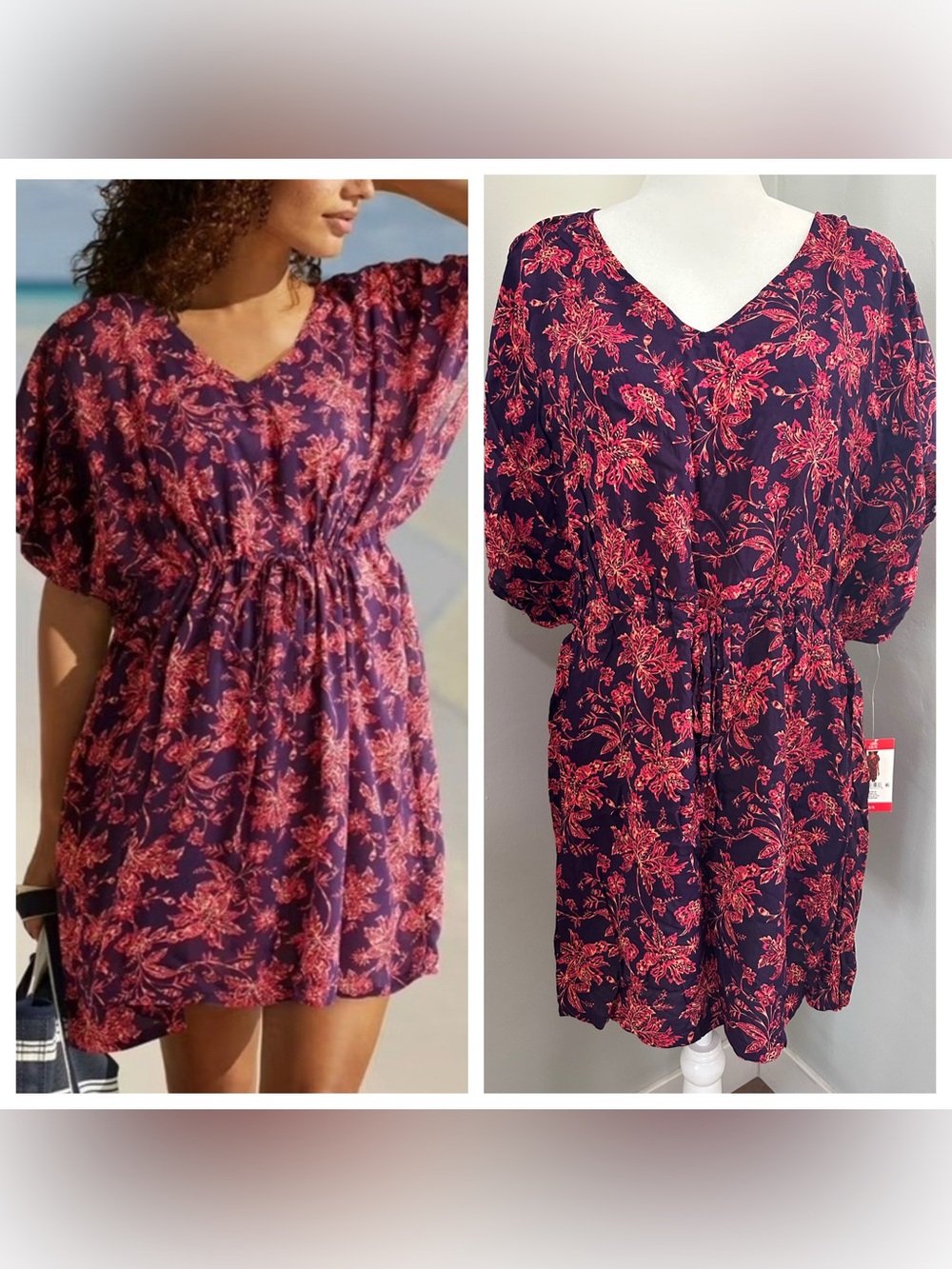 NWT! Land’s End Sundress, Pink, Purple, Floral, Resortwear, Modal, Flowy, XS/S